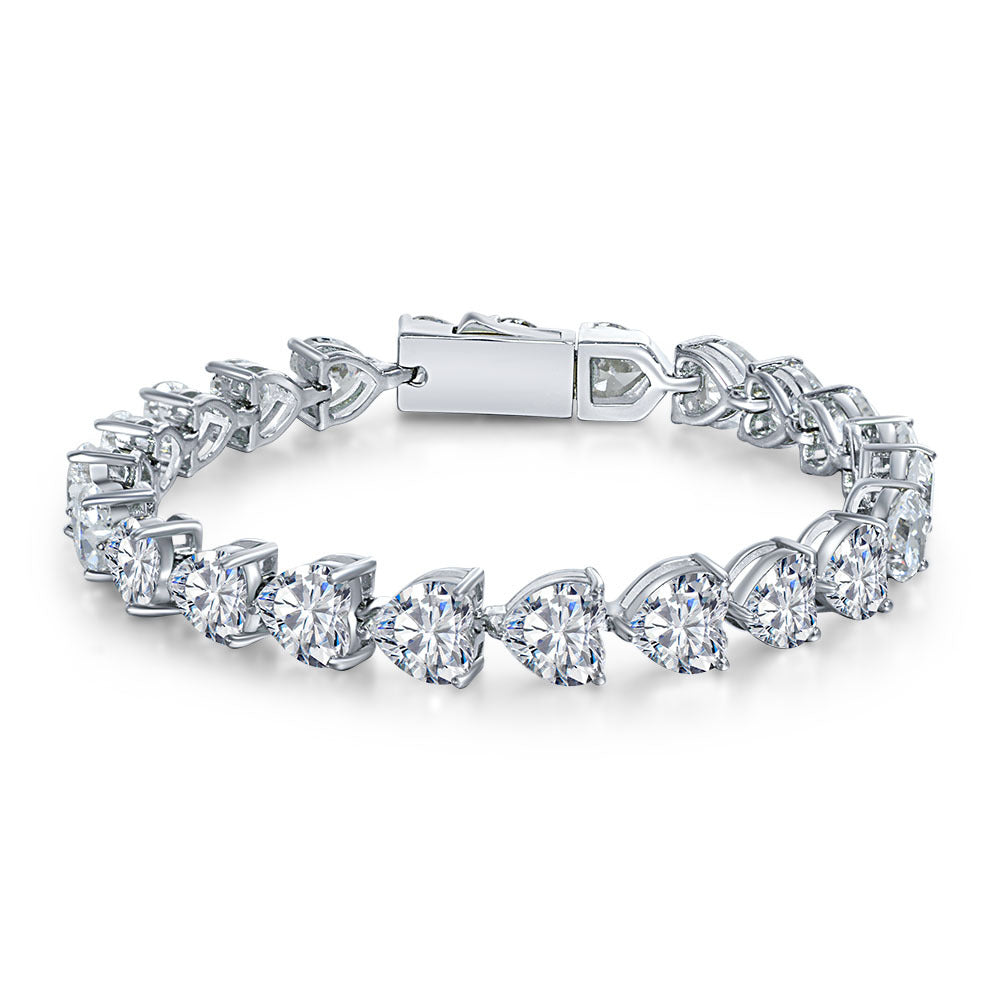 925 silver high carbon diamond full diamond bracelet 1ct simulation diamond 7*7mm diamond chain for women