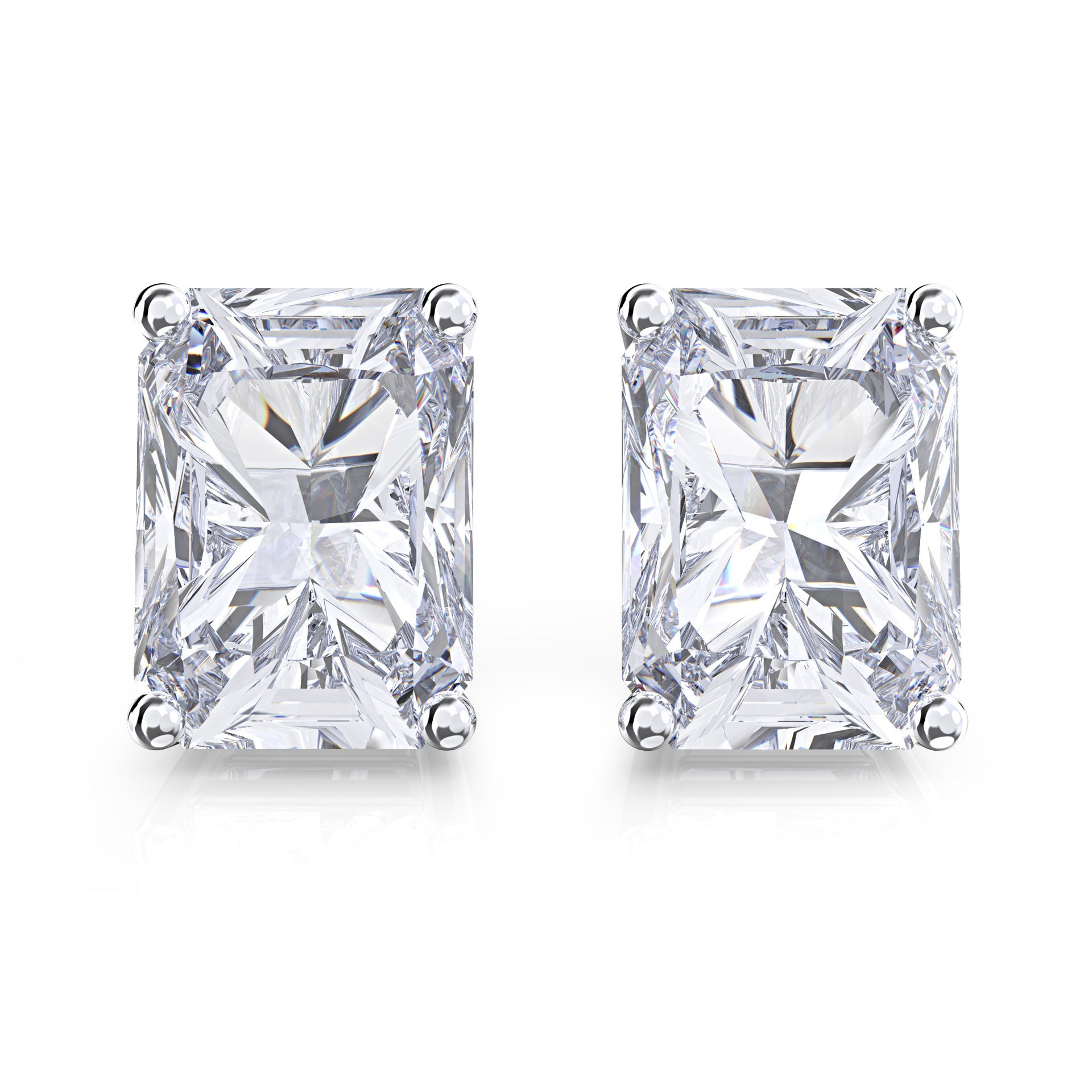 1ct rectangular 5*7 four-claw simulated diamond earrings simple and versatile earrings for women