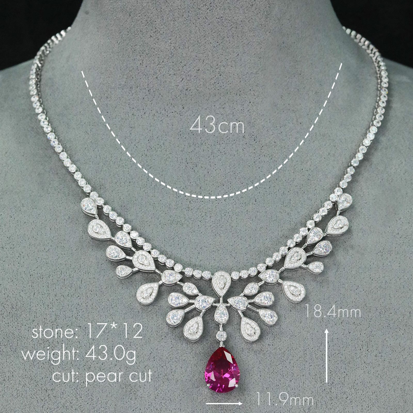 925 Silver Gold-Plated Pink Sapphire Necklace with High-Carbon Diamonds – Elegant & Sparkling Design