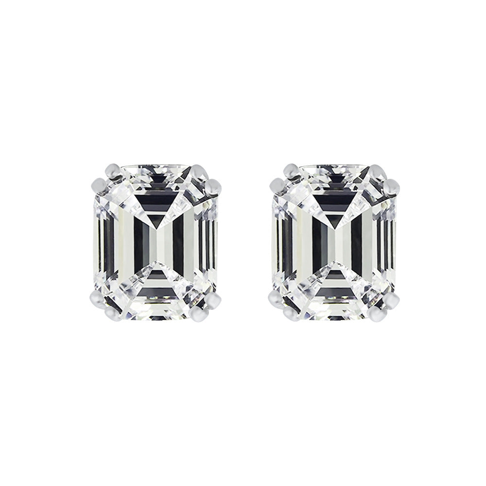 4ct Aspen cut rectangular pagoda 8*10 high carbon diamond 925 silver white G color earrings for women