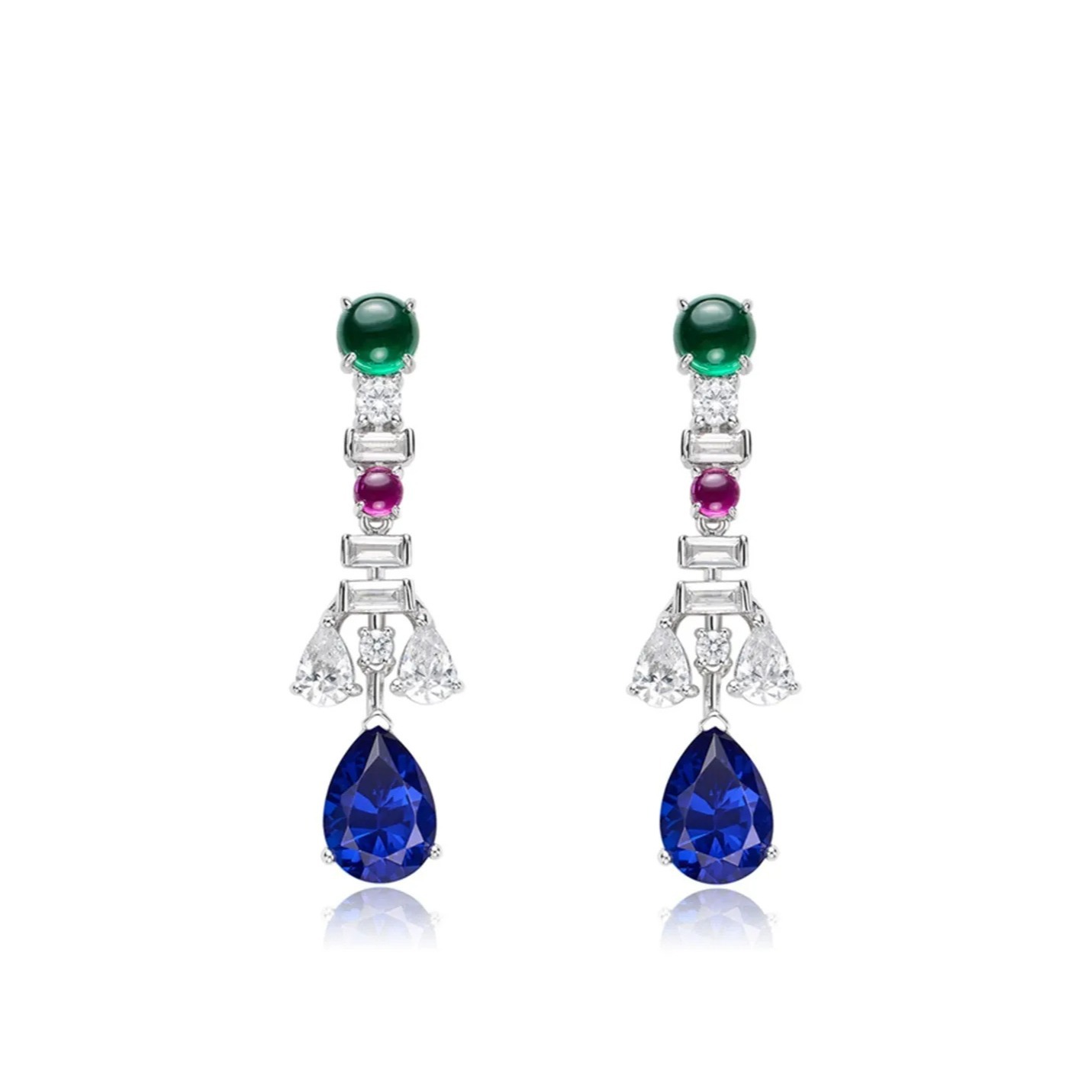 925 Silver Gold-Plated Royal Blue High Carbon Diamond Earrings – Elegant & Timeless Design