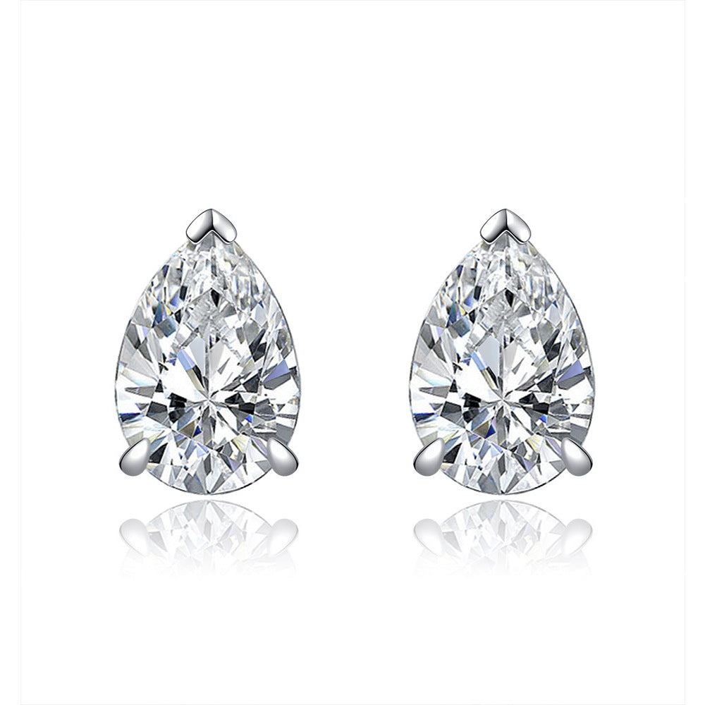 0.75ct European and American fashion simulated diamond teardrop shape 5*8 high carbon diamond earrings for women 925 silver earrings