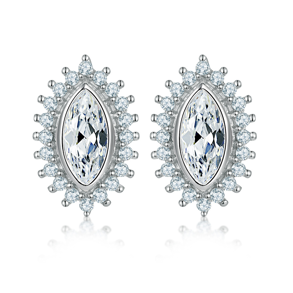 S925 Silver Horse Eye Zircon Sunflower Earrings for Women – Elegant Floral Design Jewelry