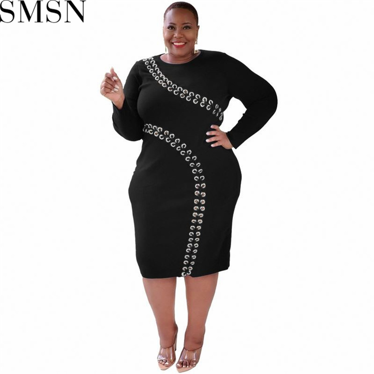 Plus Size Dress autumn and winter New hollow out strap fashion sexy tight plus size women dress