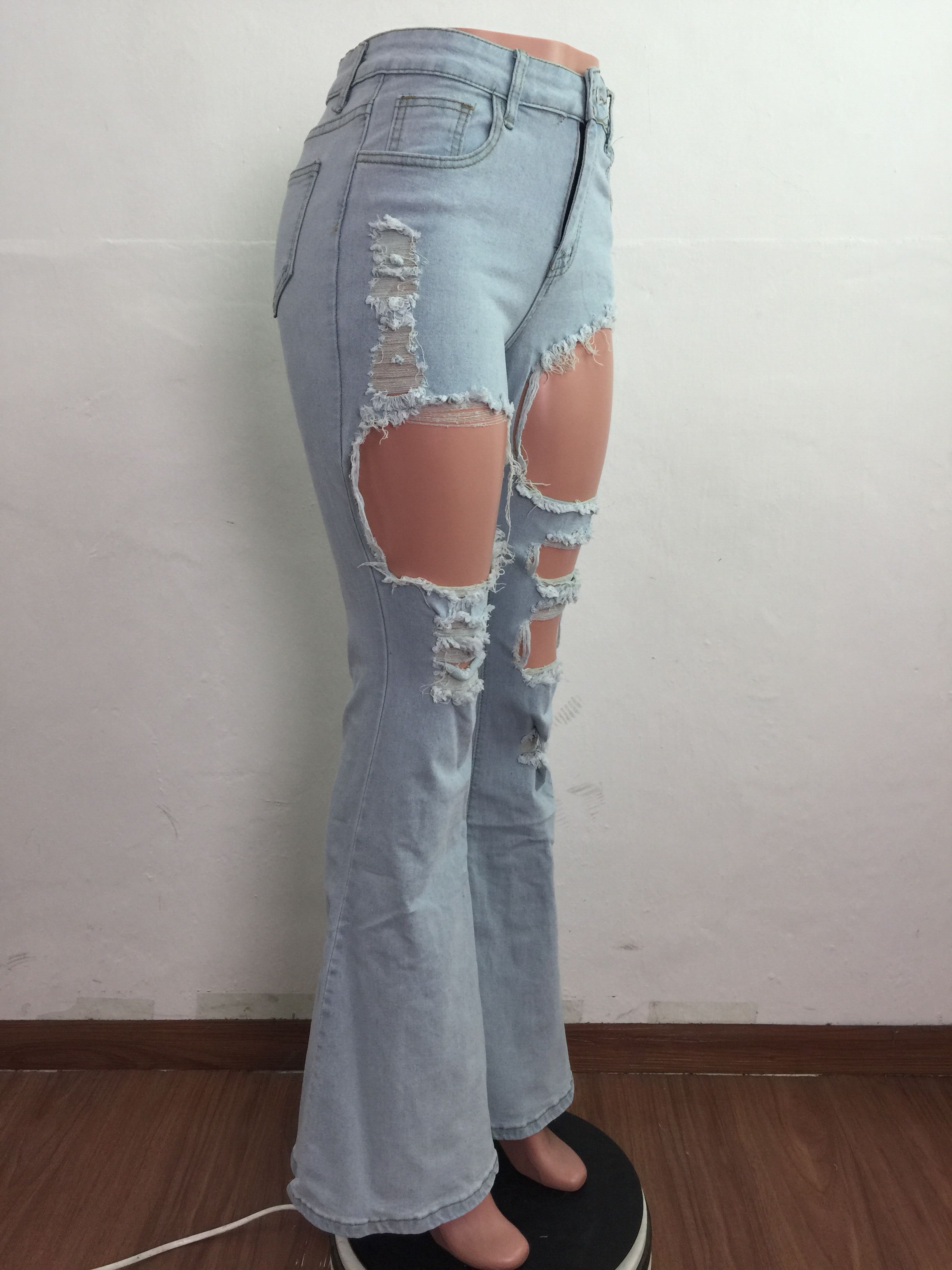 Fashion casual cut-out flared jeans