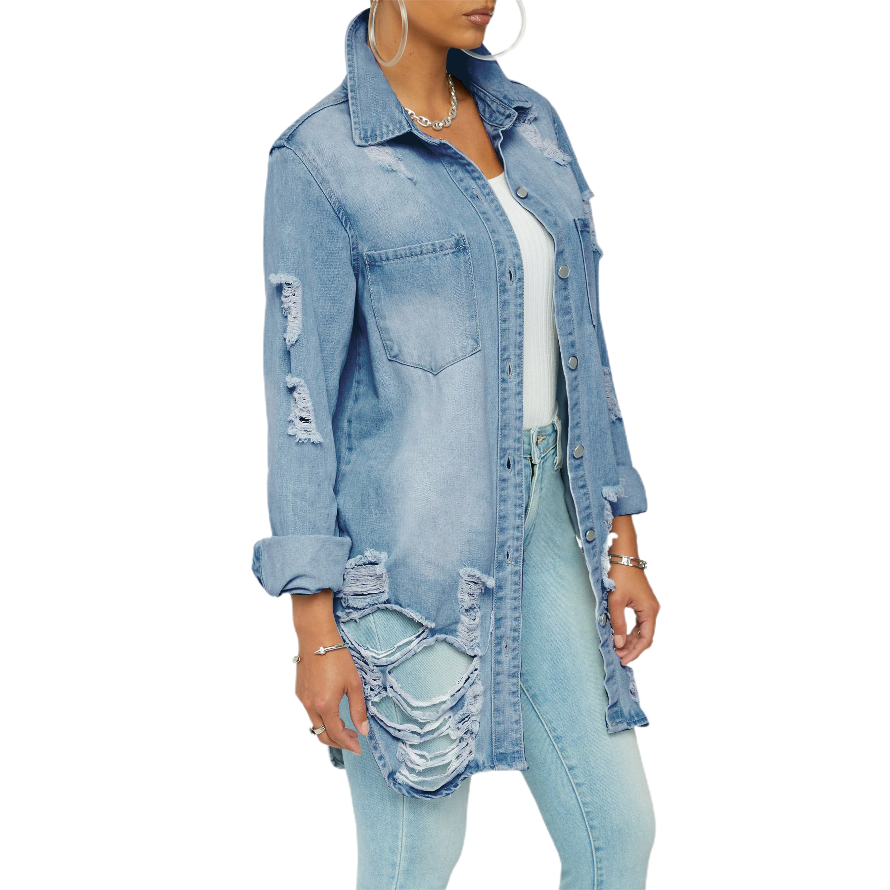 Sexy thin denim coat Long Sleeve Dress