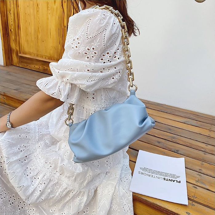 SWDF Day Clutch Thick Gold Chains dumpling Clip Purse Bag