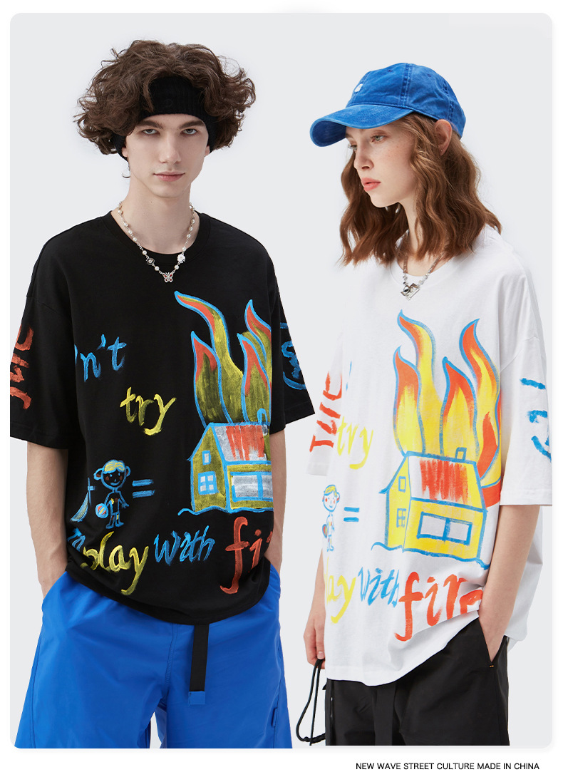 Summer Men Women Short Sleeve T-shirt Tee Pullover Tops Unisex Sweatshirt