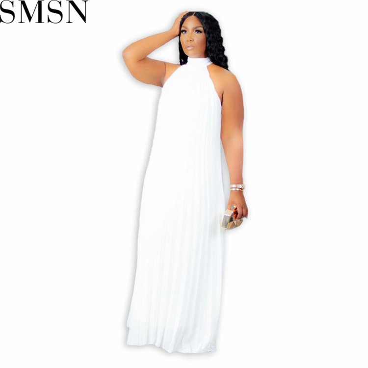 Casual Dress large size fashion pleated loose temperament sleeveless dress for women