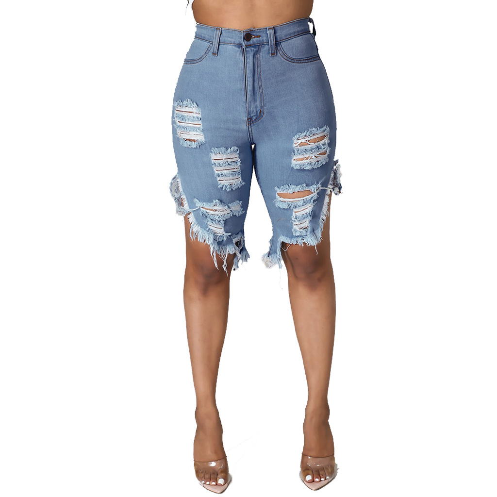 Fashion front and back high waist split jeans