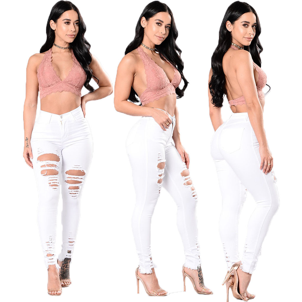 Sexy hole wash slim stretch jeans Leggings