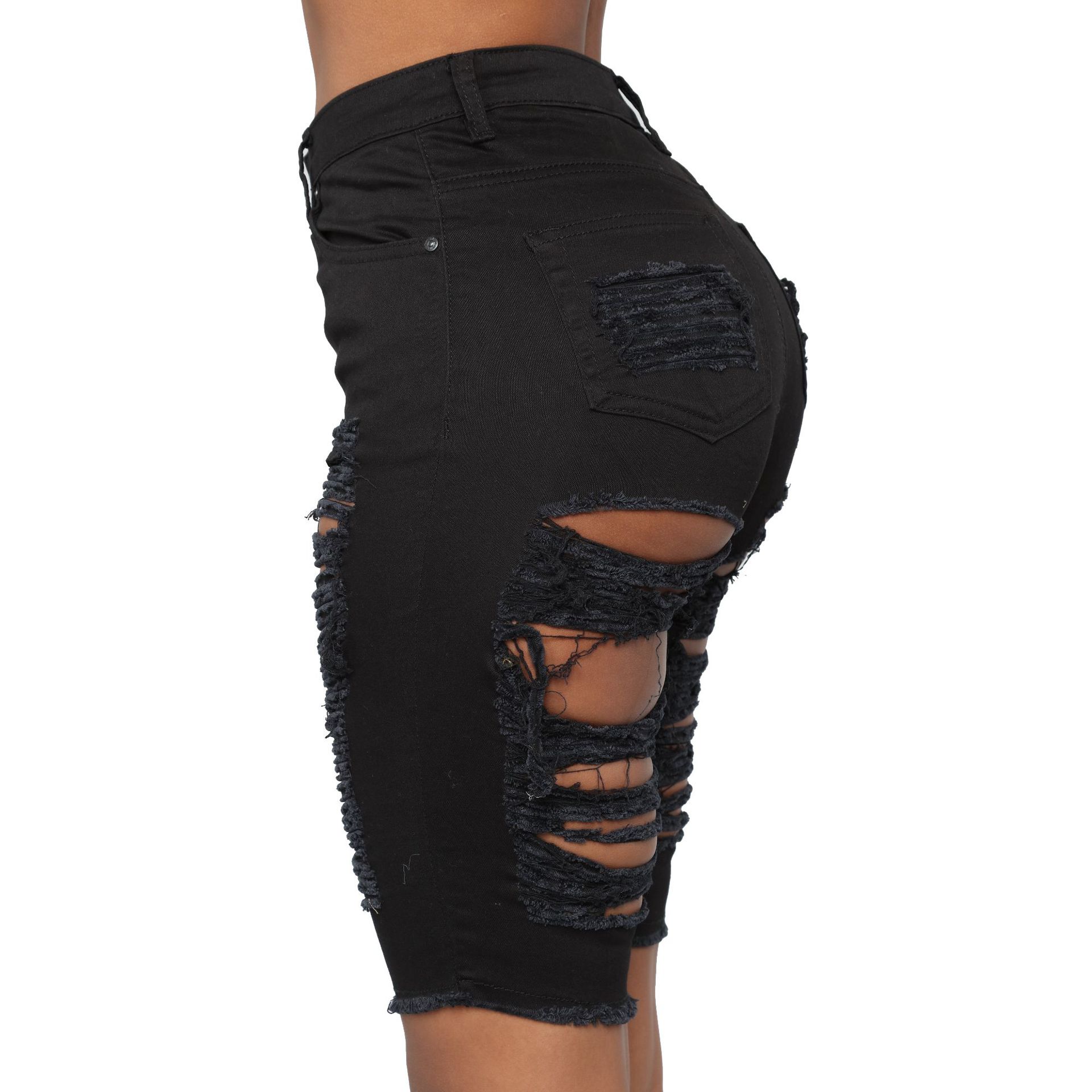 Fashion hand worn high waist jeans