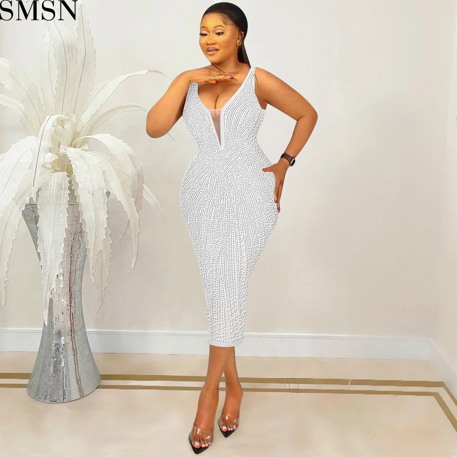 Fashion women dress suspenders sexy tight V-neck rhinestone dress for women plus size casual dress