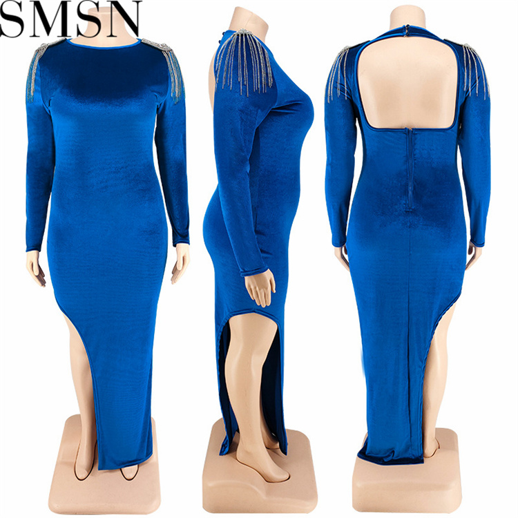 Plus Size Dress European and American plus size women clothes wholesale supply shoulder jewelry dress