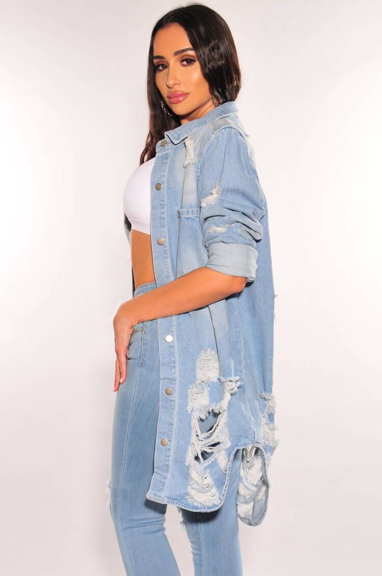 Sexy stretch hole denim coat