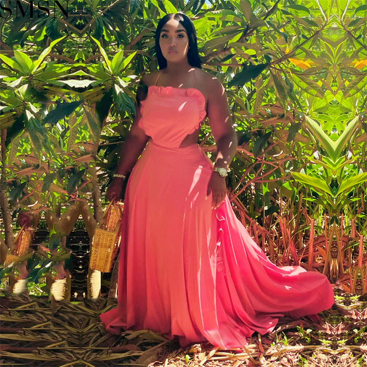 Plus Size Dress Sexy halter strap style dress patchwork dress