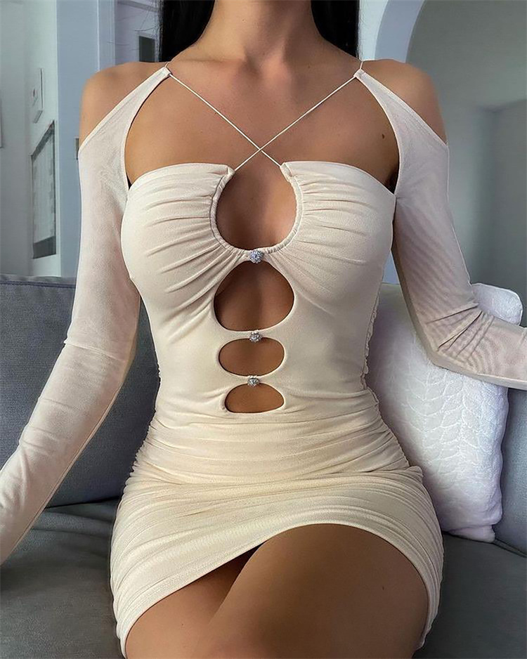 Summer dress pleated  rhinestone nightclub style Sexy Dresses Women