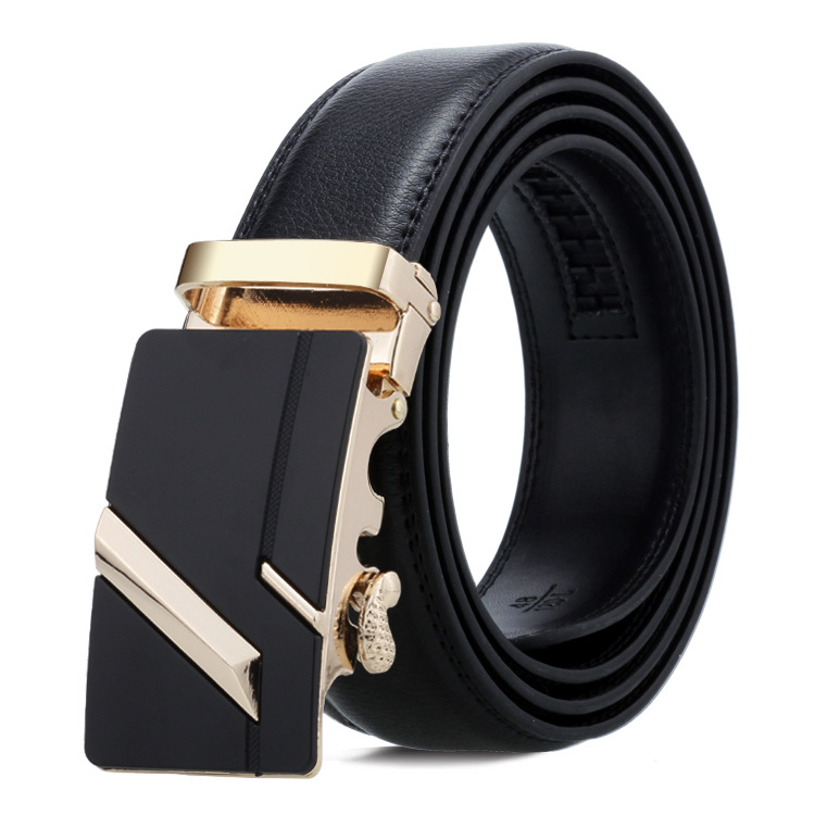 Women Men Belt 3.3cm Cowhide Leather Buckle Belt Unisex