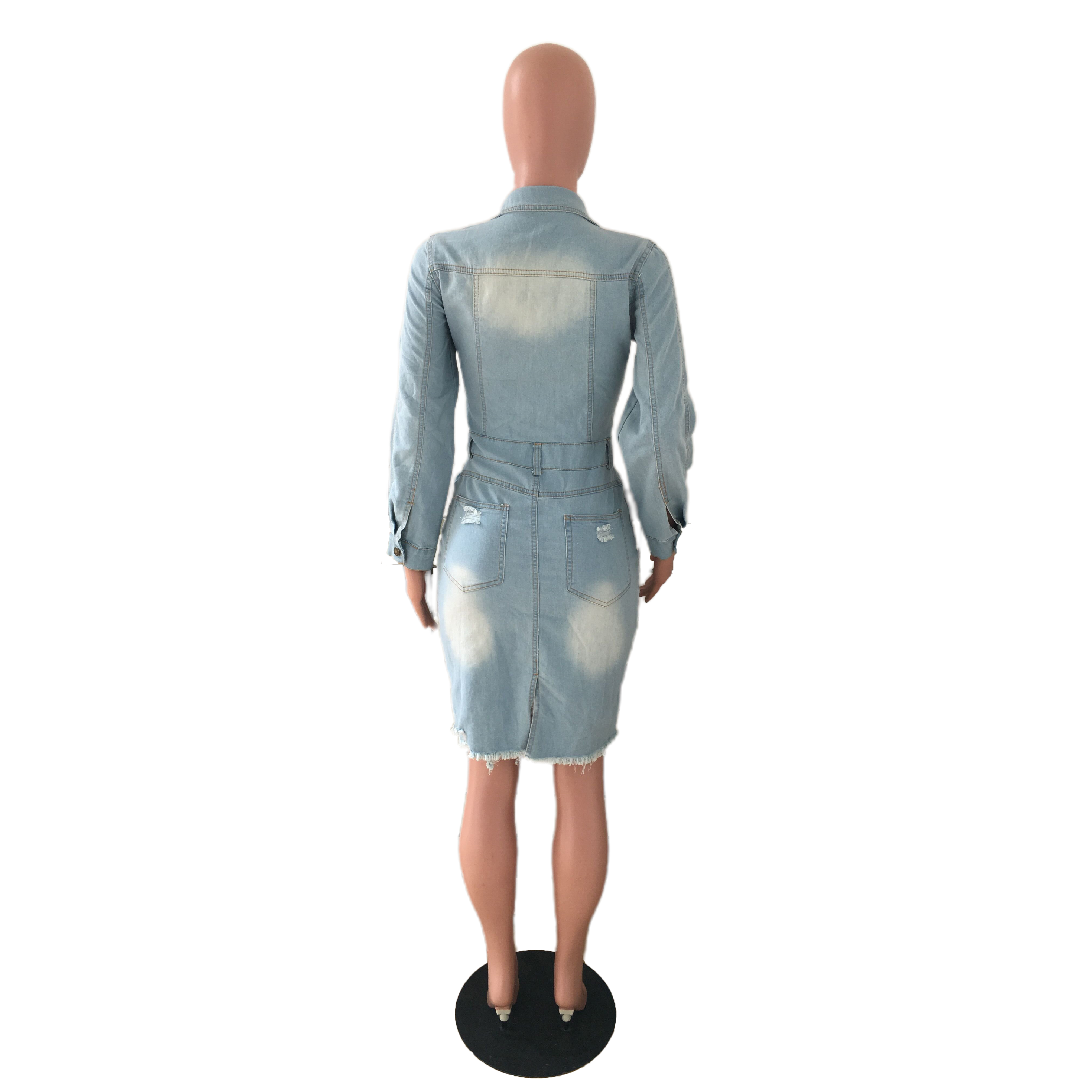 Fashion ripped denim dress