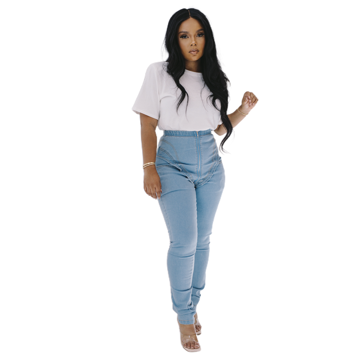 Sexy fashion elastic high waist jeans