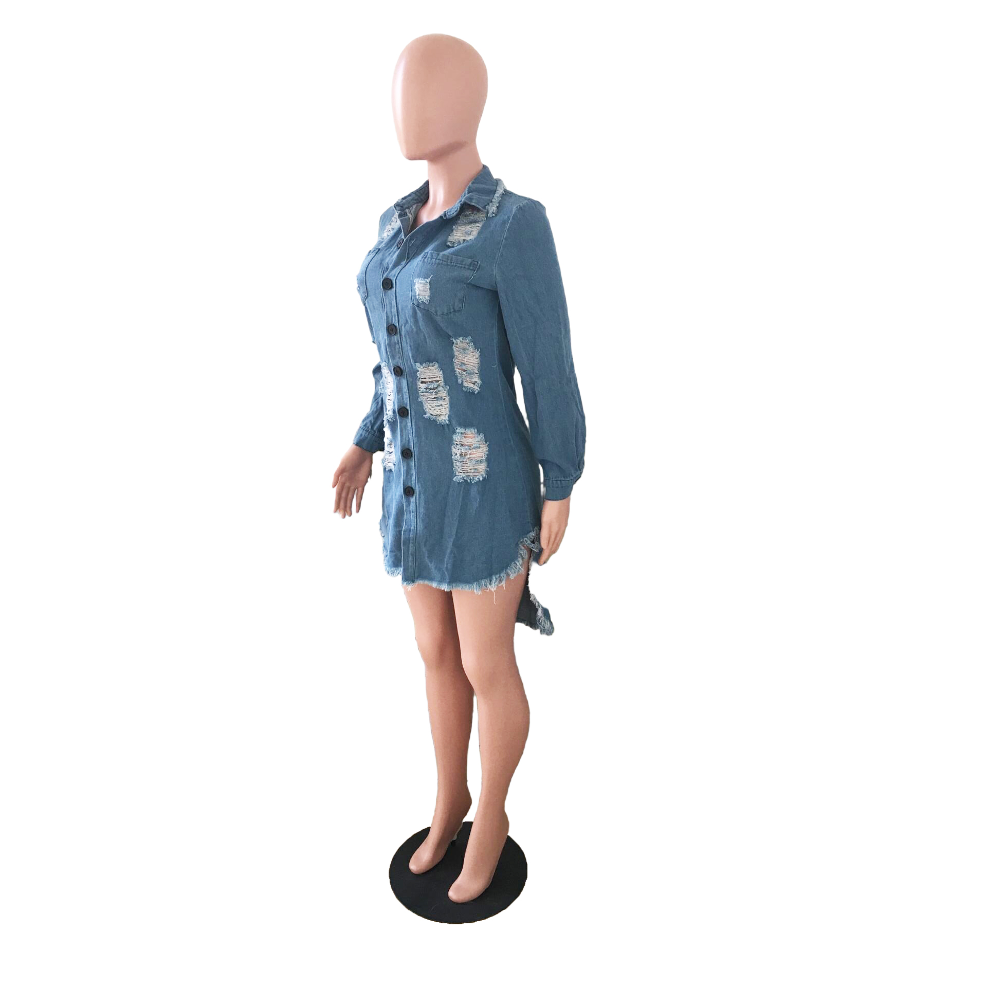 Sexy hole tassel denim dress