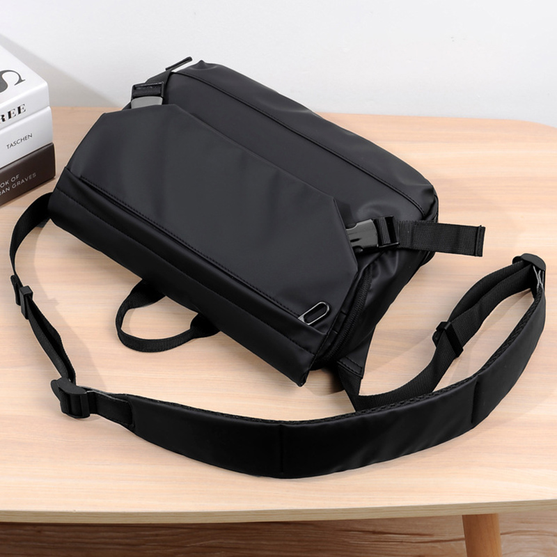 Men Messenger Shoulder Bag Leather Black Cloth Crossbody Sling Handbags Business Houlder Bag
