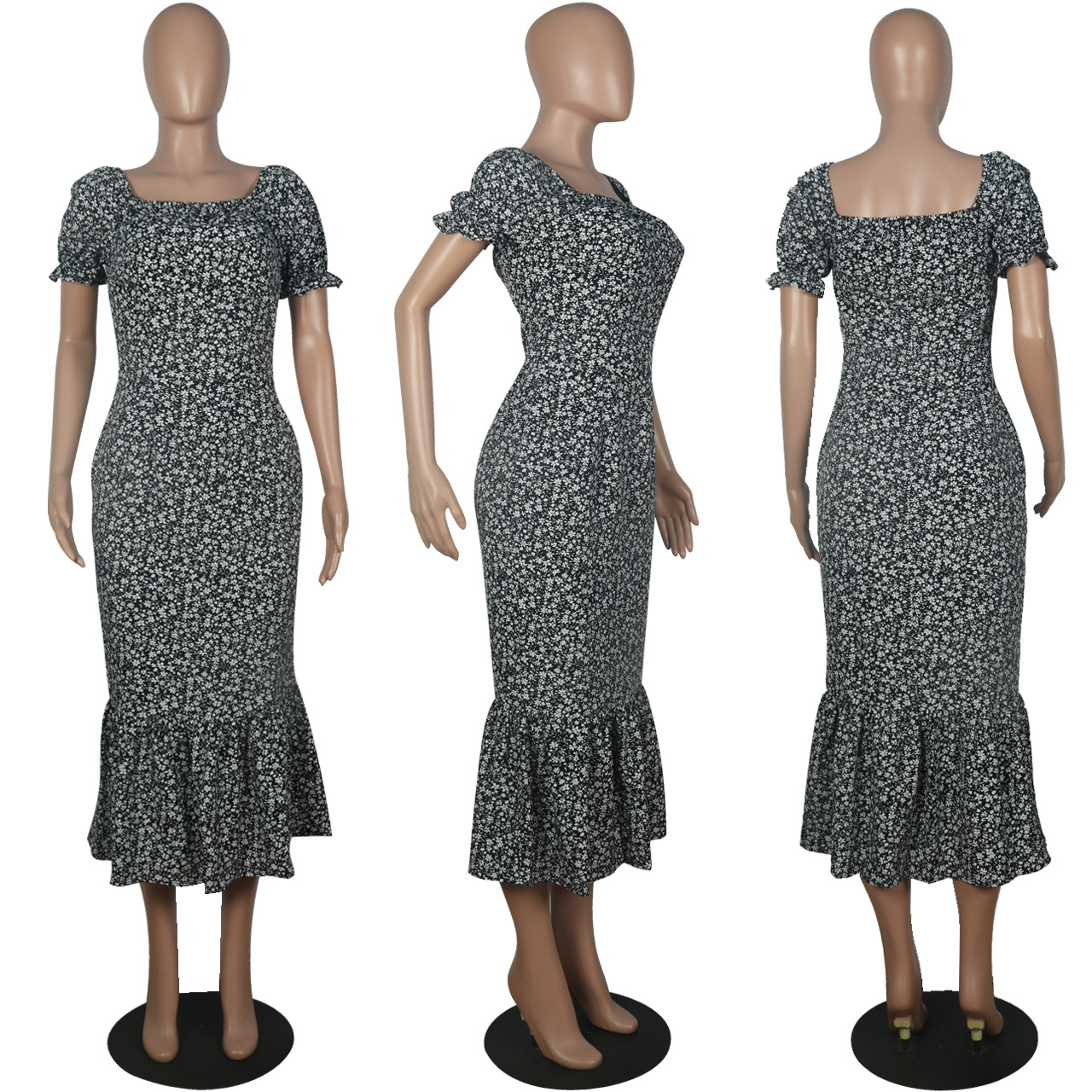 floral print wrap buttocks beach dress