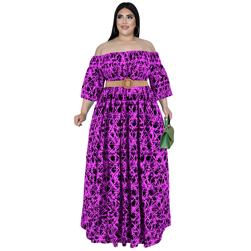 Plus Size Dress 2022 fall long sleeve dress large swing dress Amazon belted