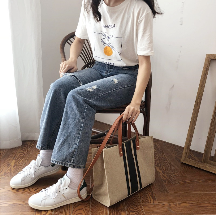 Large Capacity Canvas Women Shopping Shoulder Bags