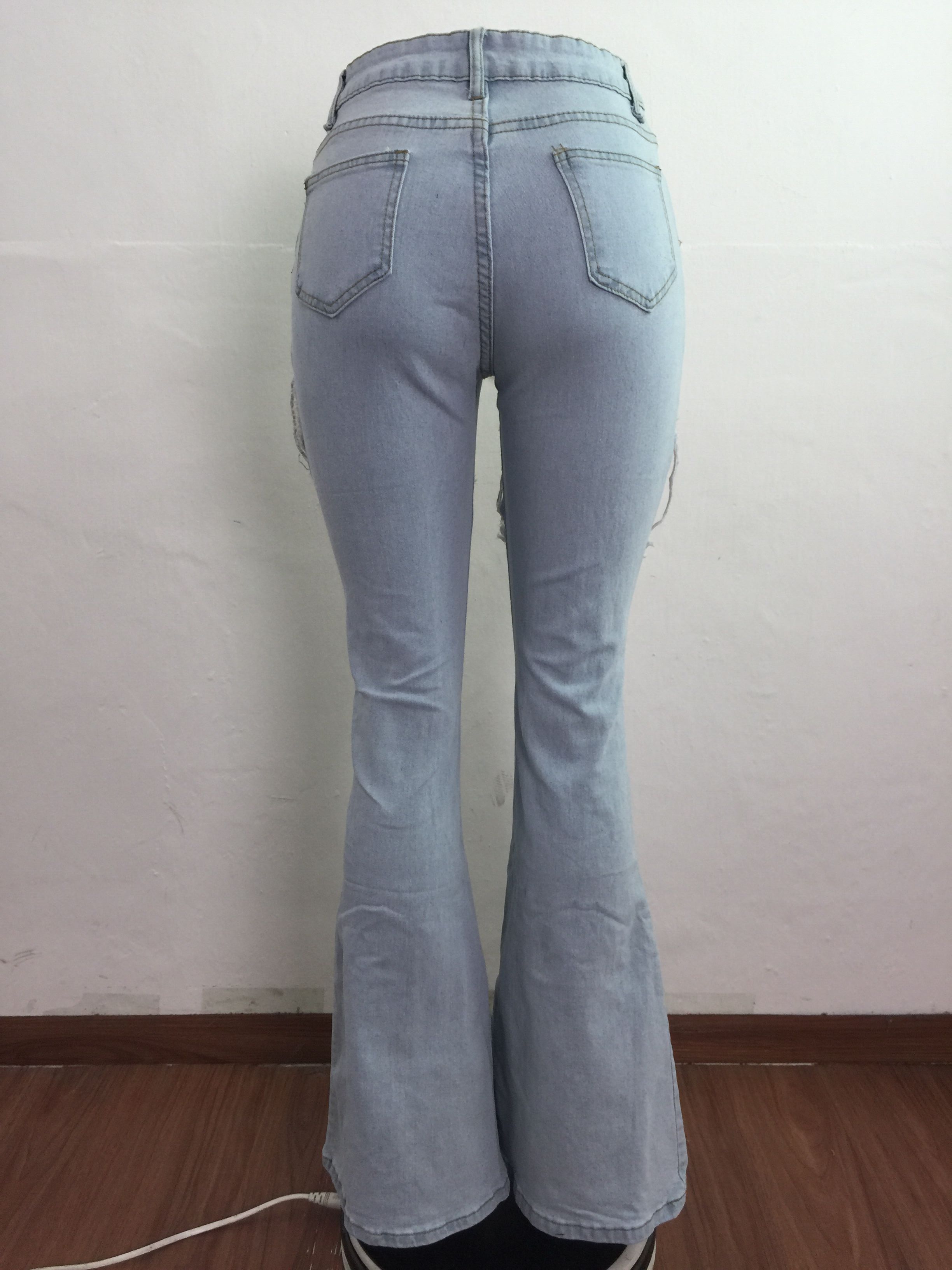 Fashion casual cut-out flared jeans