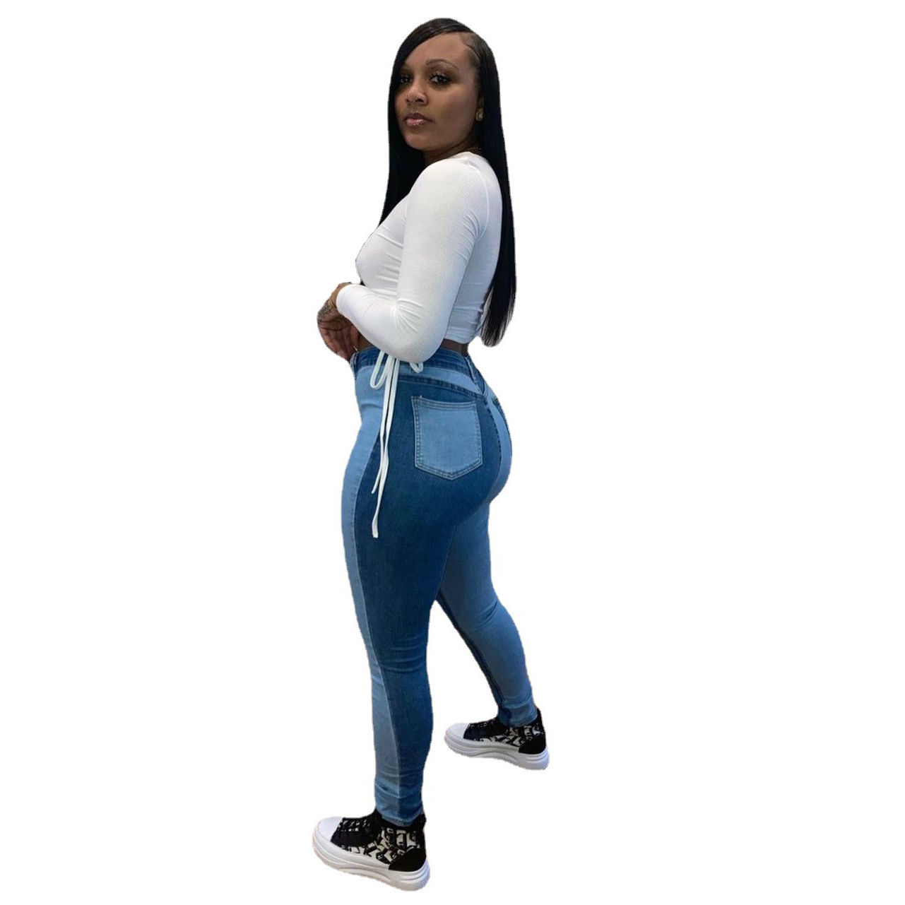 Fashion color matching jeans