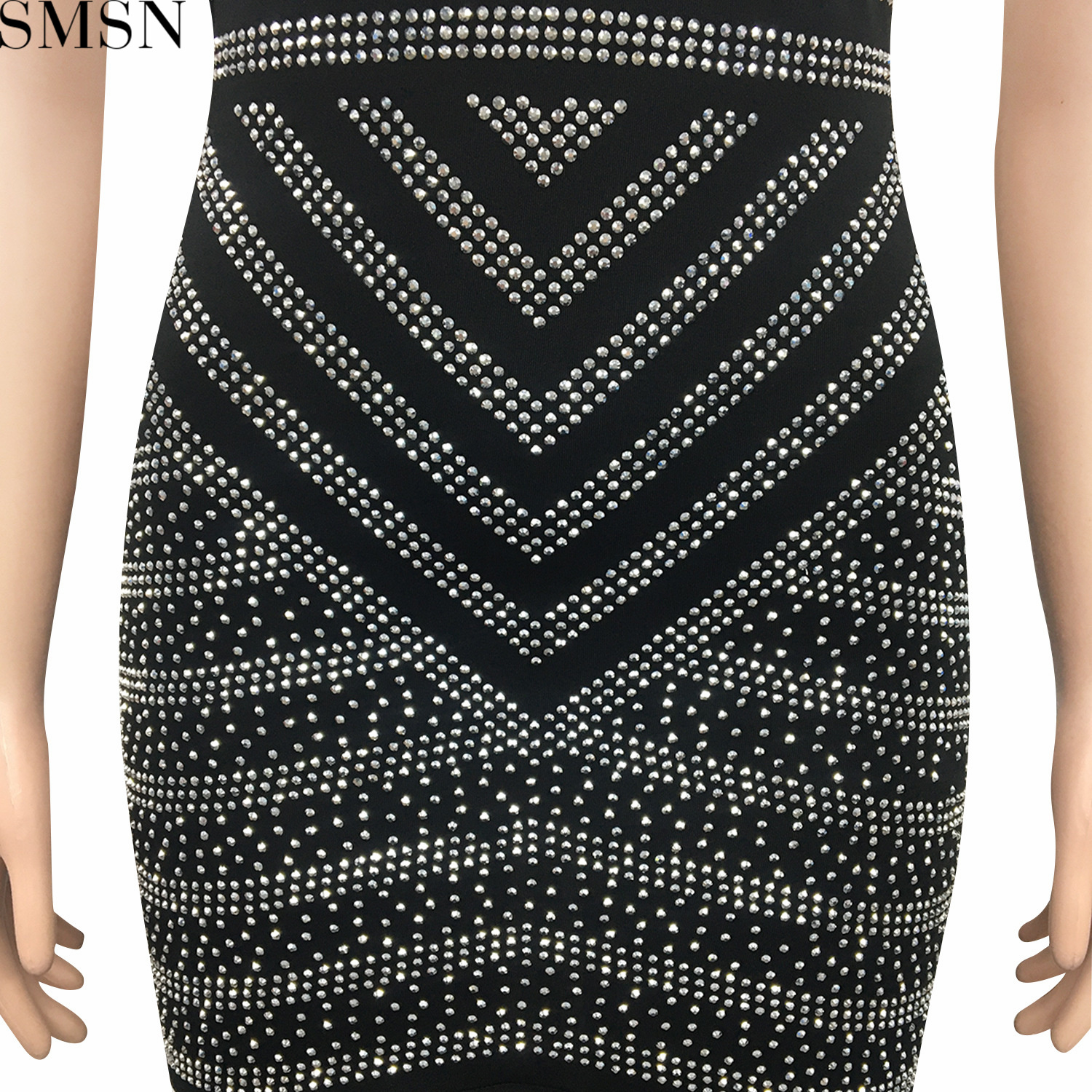 Fashion women dress deep V-neck and backless nightclub party formal dress rhinestone see-through dress plus size casual dress