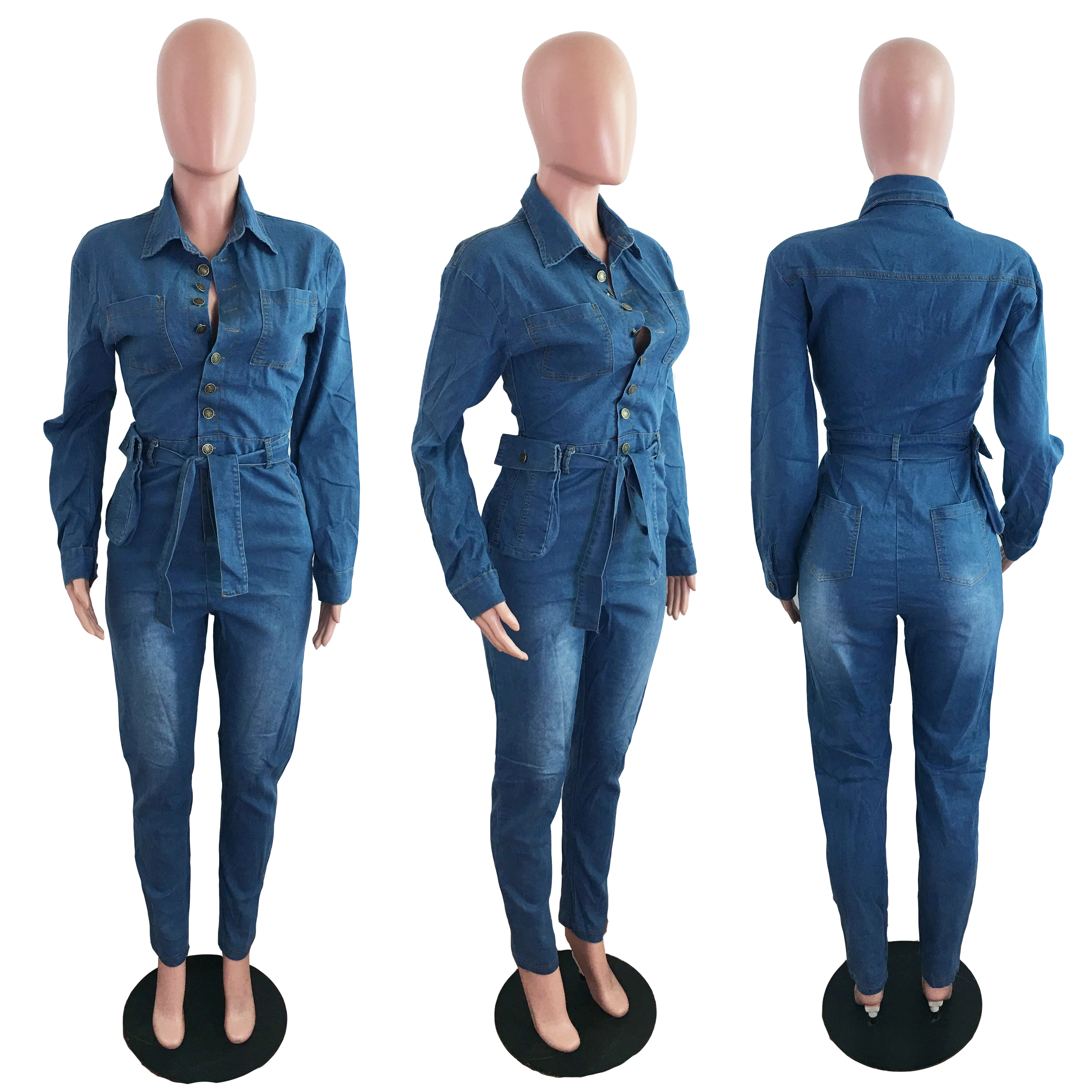 Fashion casual sexy denim Jumpsuit