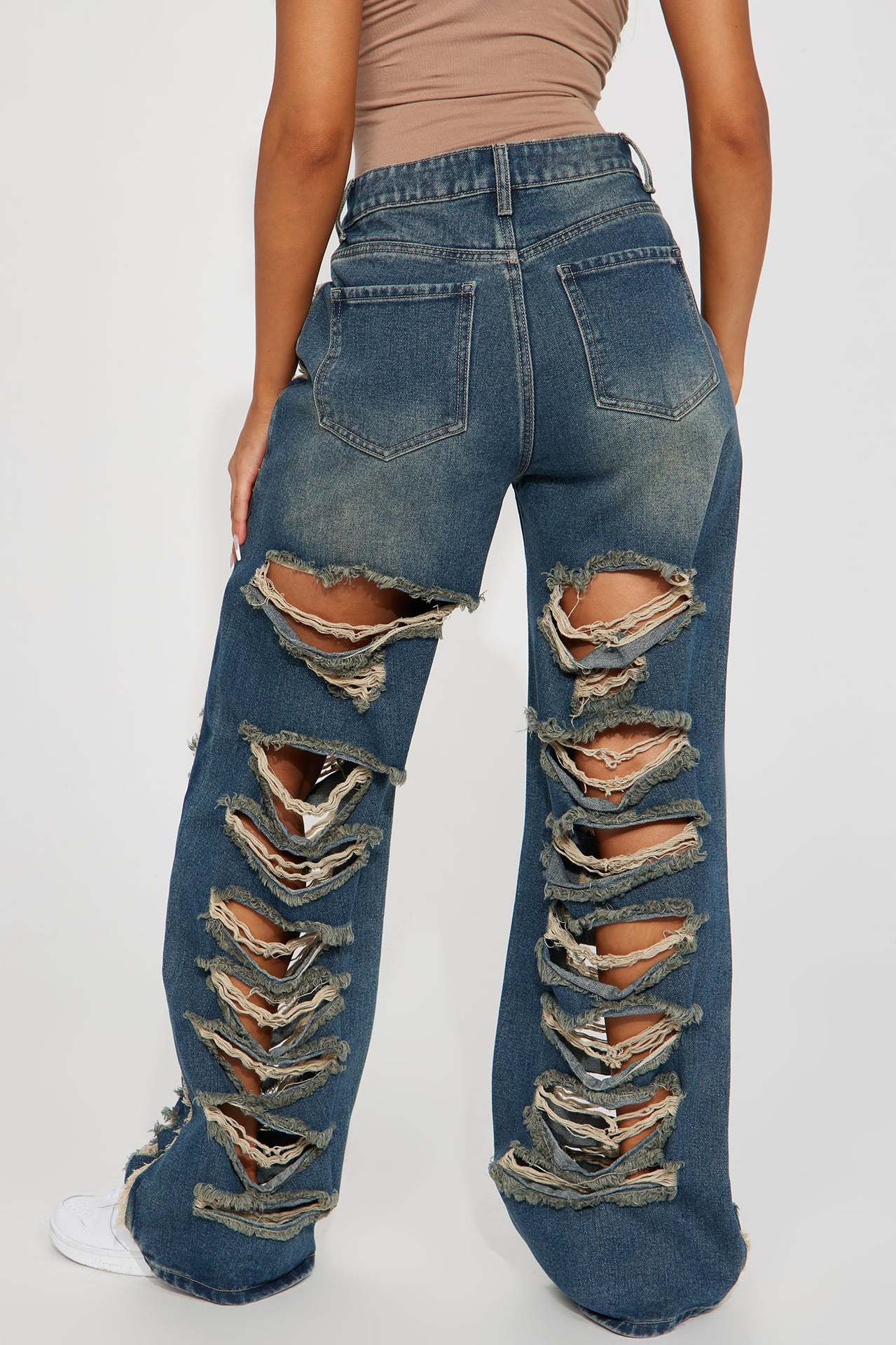 Sexy Oversized Micro Stretch Perforated Micro Flare Jeans