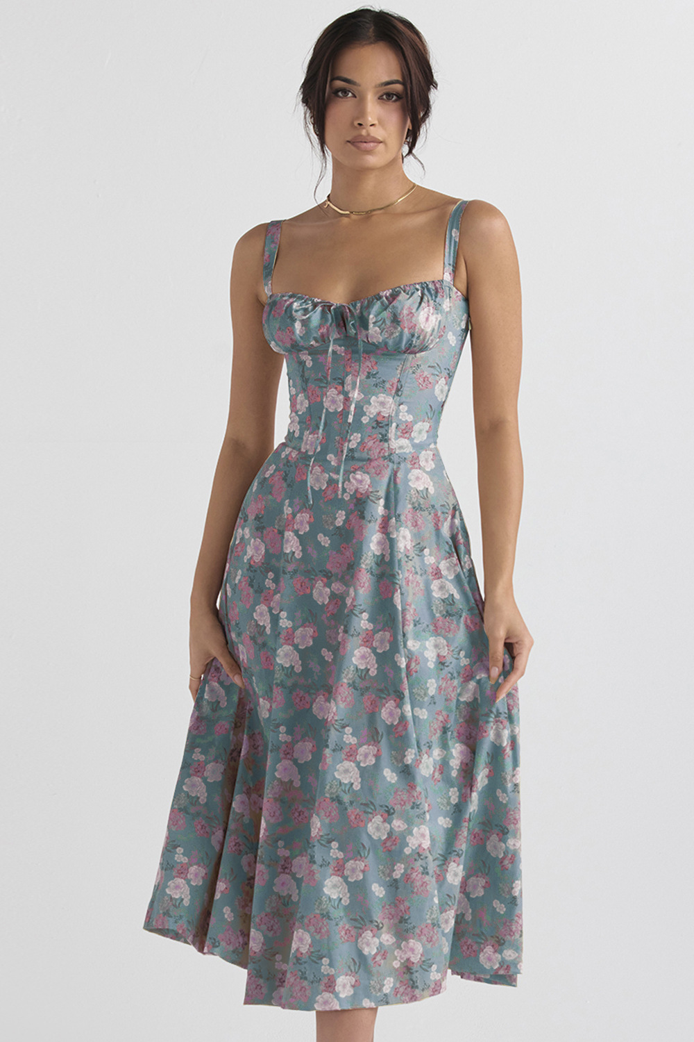 Elegant Floral Print Large Swing Dress