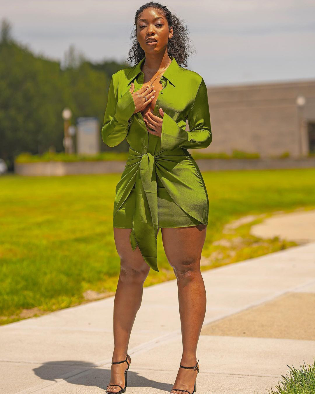 Cute Fashion Solid Color Shirt Dress