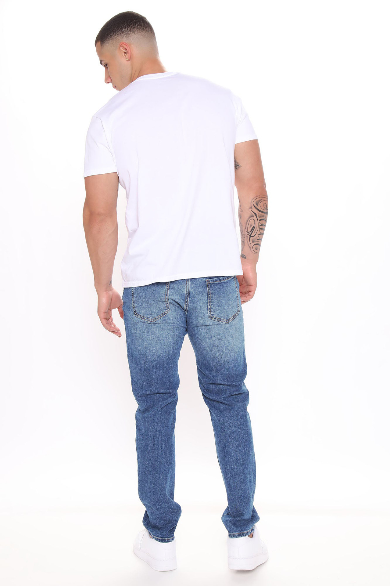 Fashionable elastic men's small leg jeans