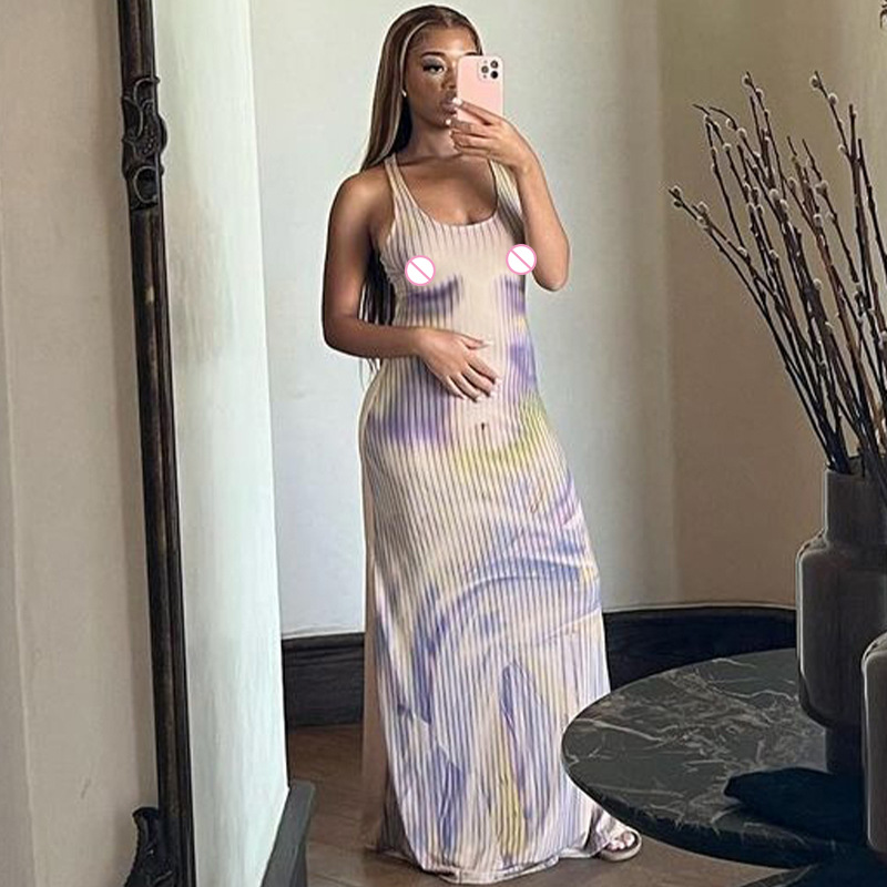 Fashion Sexy Printed Slim Sleeveless Dress