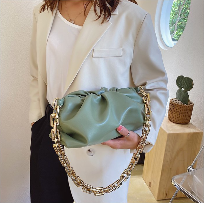 SWDF Day Clutch Thick Gold Chains dumpling Clip Purse Bag