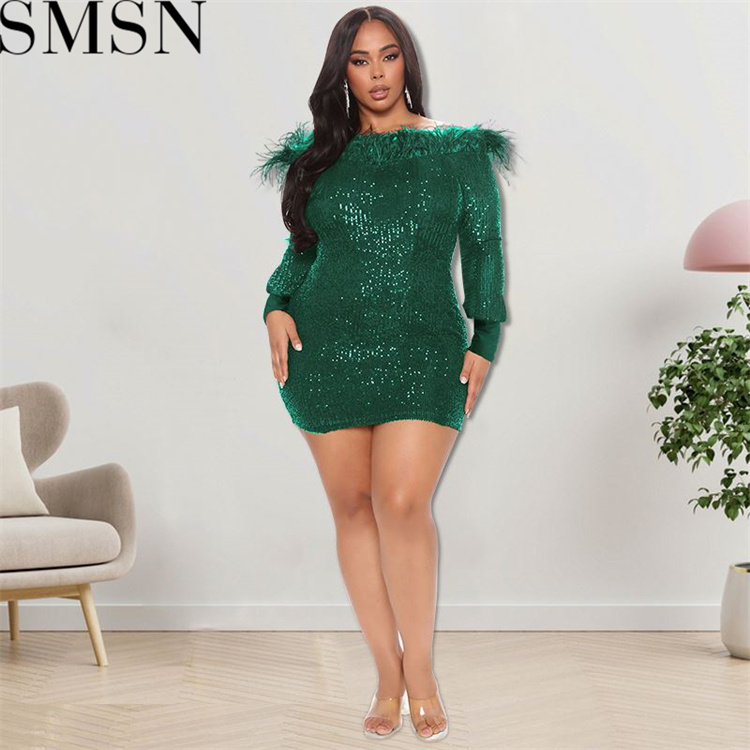 Plus Size Dress European and American plus size women clothes autumn new long sleeve special piece dress