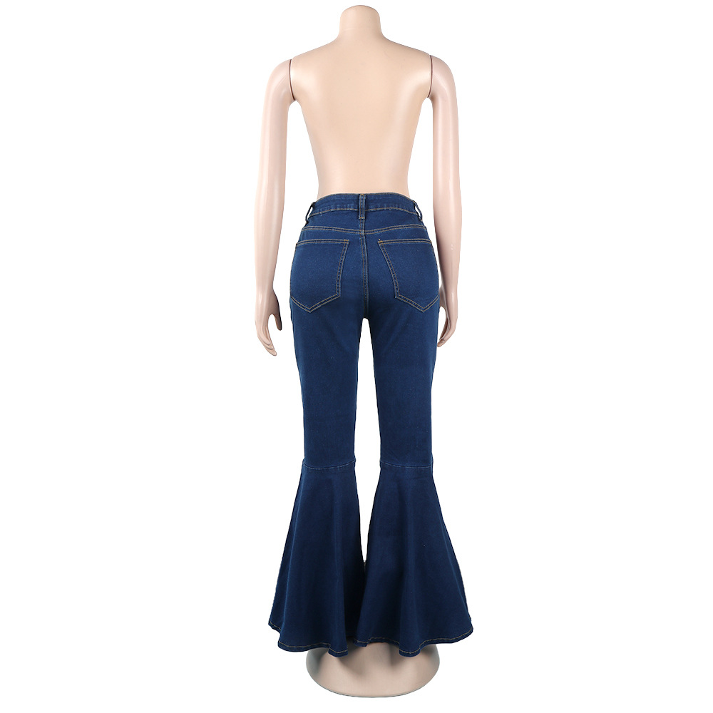Slim denim wide leg pants