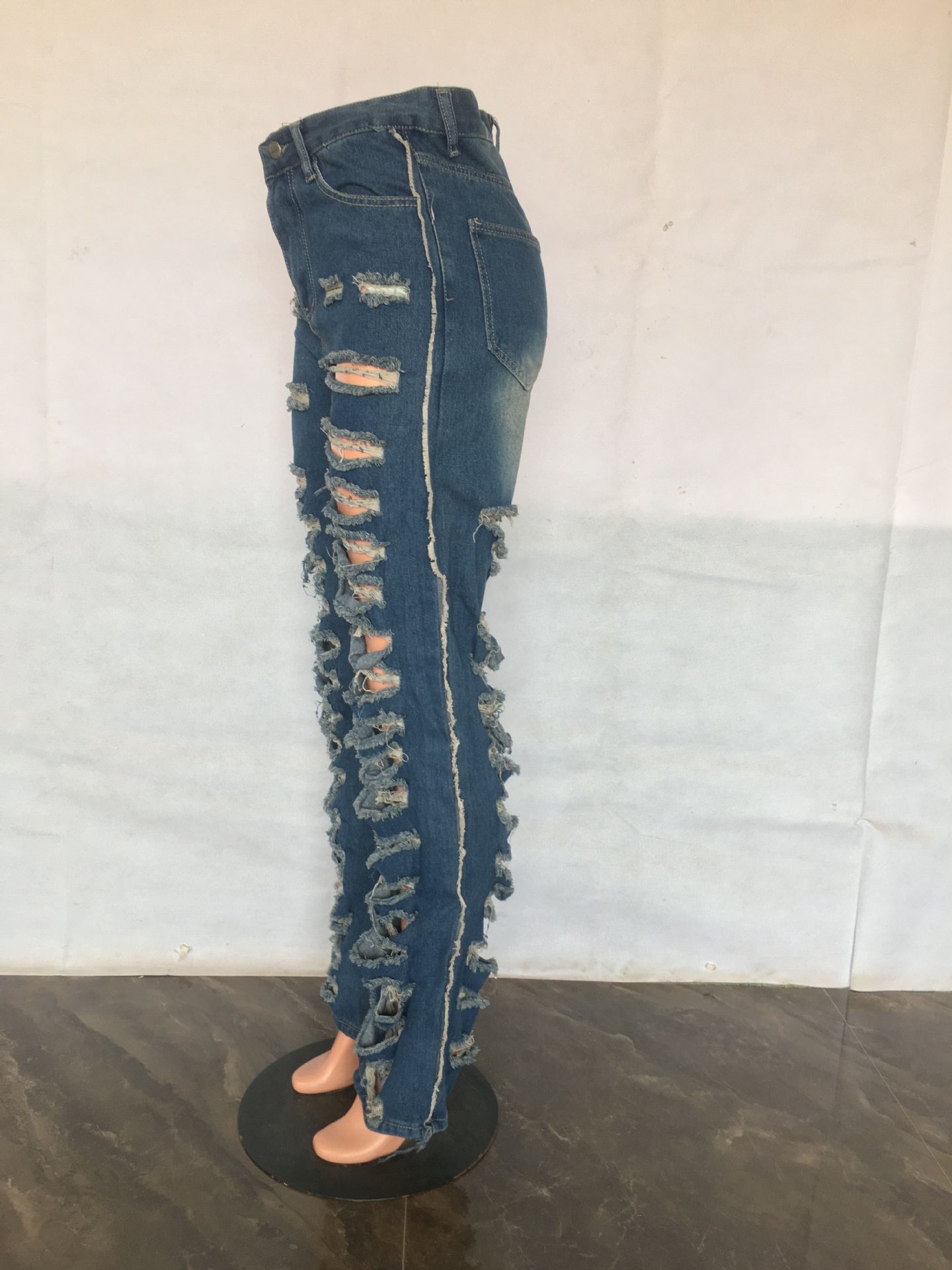 Sexy Oversized Micro Stretch Perforated Micro Flare Jeans