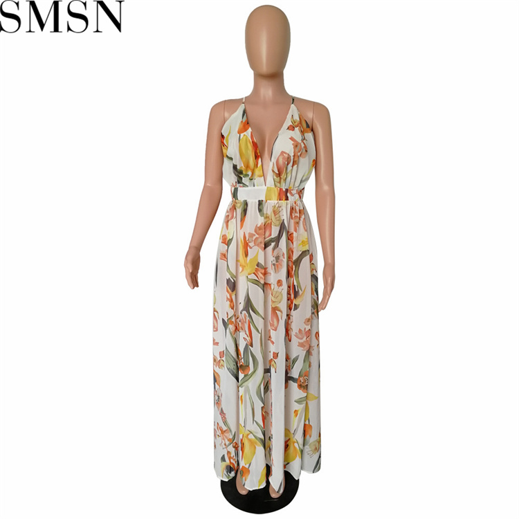 Plus Size Dress Amazon Ebay popular European and American deep V neck backless chiffon dress