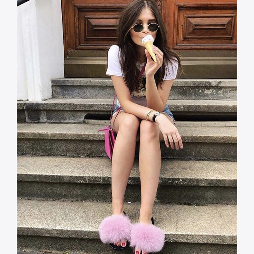 Women Men Furry Slide Sandal Slippers Fluff Slingback Winter Shoes Footwear 35-44