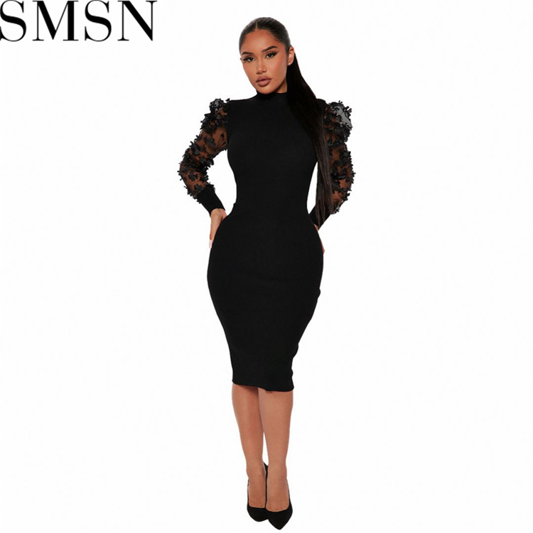 Plus Size Dress Amazon cross border goods three dimensional petals mesh sleeves dress