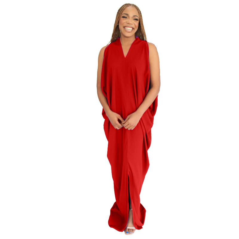 Solid Tank Top Sleeveless Loose Robe Casual Dress