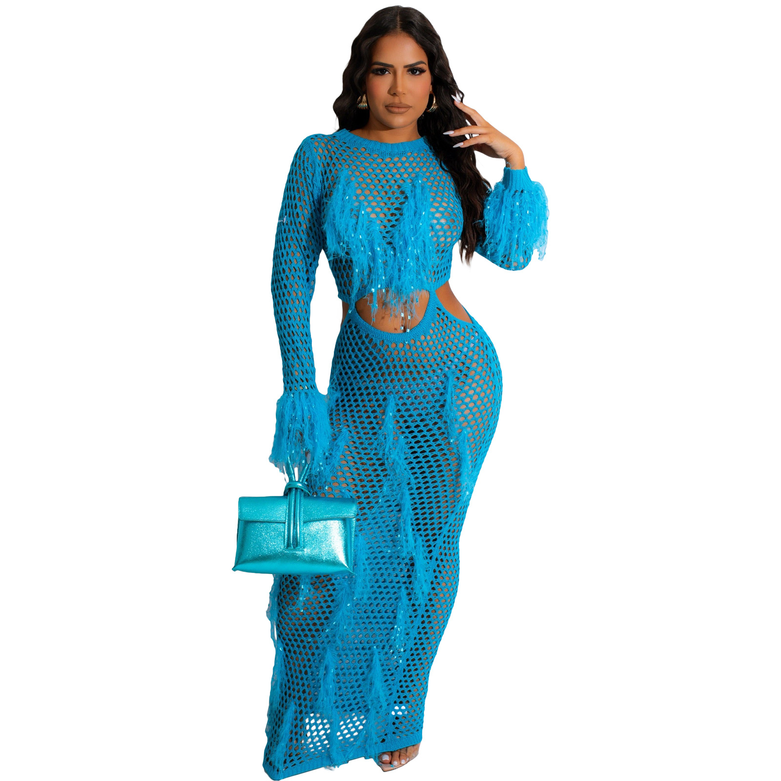 Women'S Knitted Hollow Fringed Beach Dress