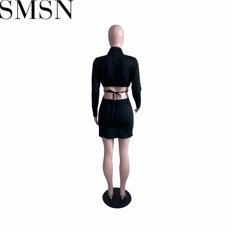 Plus Size Dress Amazon fashion casual autumn and winter suit collar backless dress