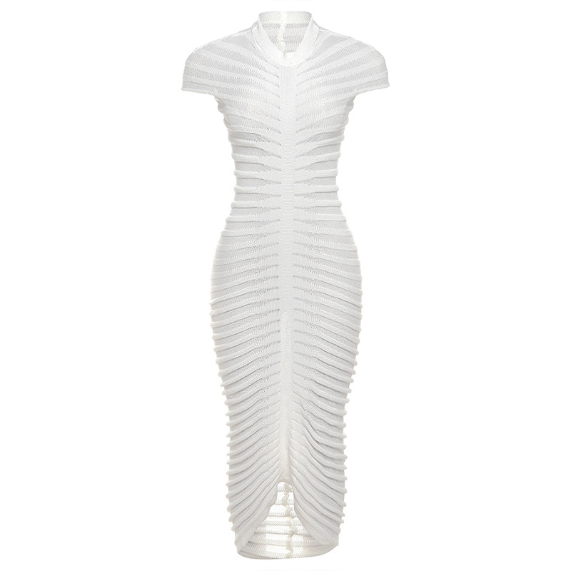 Short-Sleeved Round Neck Slim Fit Buttocks Elegant Design Sense Dress For Women
