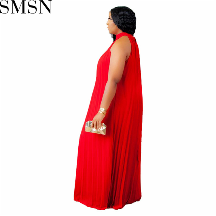 Casual Dress large size fashion pleated loose temperament sleeveless dress for women